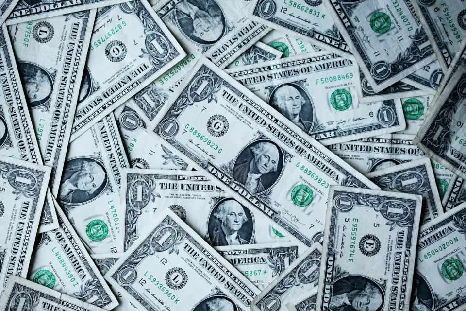 Banknotes spread out on a table