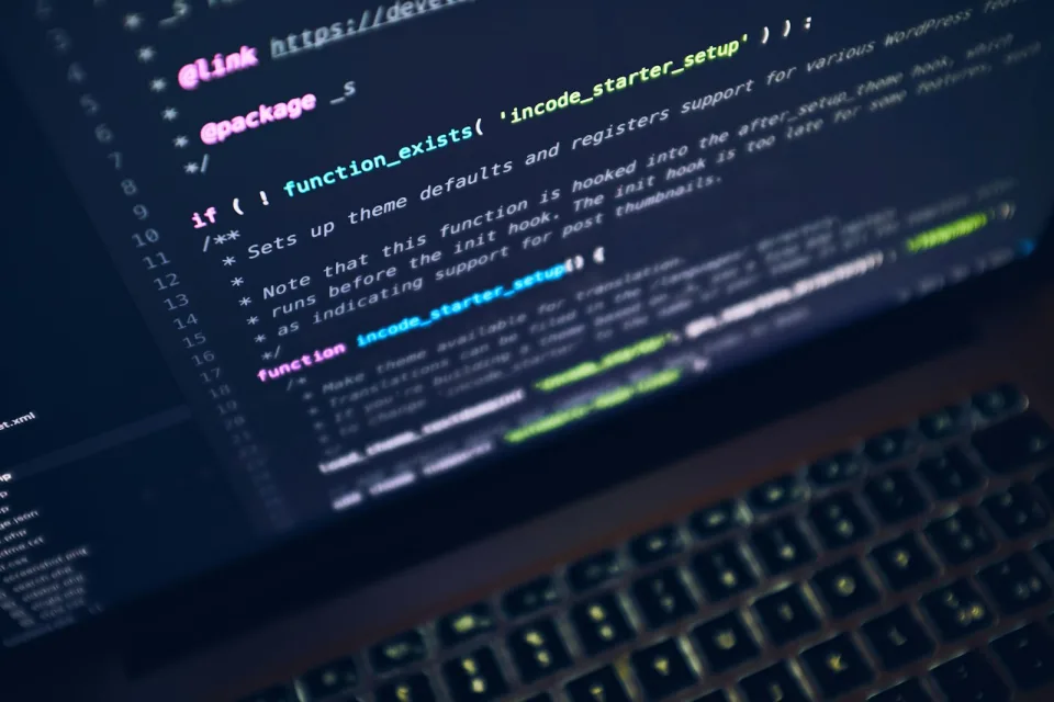 Code editor open on a laptop